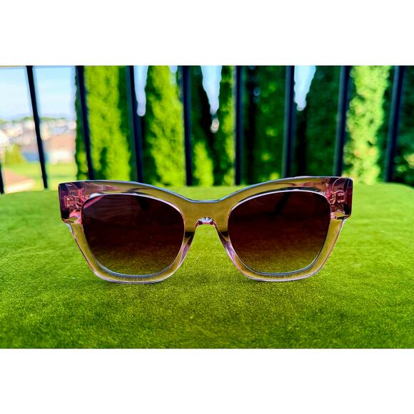 Tommy Hilfiger Pink Transparent Frame Sunglasses with Black Lenses